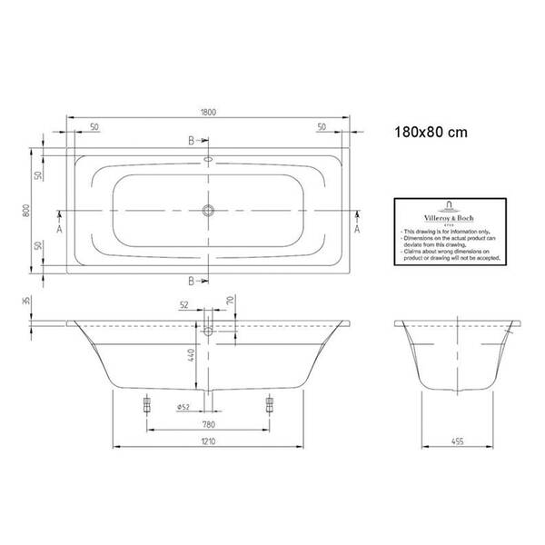 Ванна акриловая Villeroy&Boch Targa Style UBA180FRA2V-01 180х80 см, фото 2