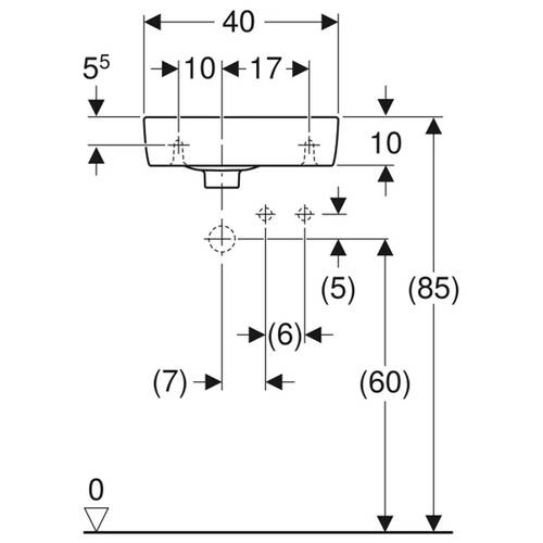Раковина Geberit Selnova Compact 501.517.00.7 с сокращенным вылетом 40см, отверстие для смесителя справа, белый глянец, фото 4