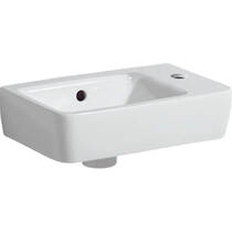 Раковина Geberit Selnova Compact 501.517.00.7 с сокращенным вылетом 40см, отверстие для смесителя справа, белый глянец, фото №1
