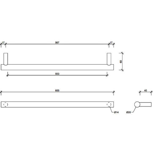 Тримач для рушників Decor Walther Bar HTE60 0856360 чорний матовий, фото 2