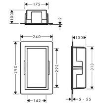 Настенная ниша Hansgrohe XtraStoris Individual 56095140 с дизайнерской рамкой 30х15х10 см, черный матовый/матовая бронза, фото №2