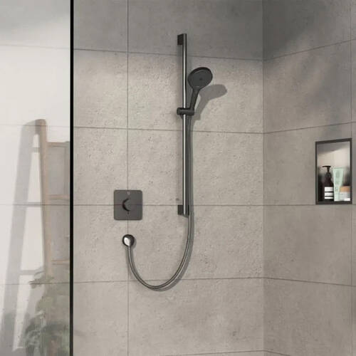 Смеситель скрытого монтажа для душа Hansgrohe ShowerSelect Comfort Q 15581340 с термостатом, на 1 потребитель, черный матовый хром, фото 3