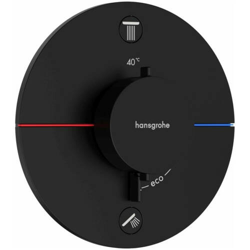 Смеситель скрытого монтажа для душа Hansgrohe ShowerSelect Comfort S 15556670 с термостатом на 2 потребителя, черный матовый, фото 1