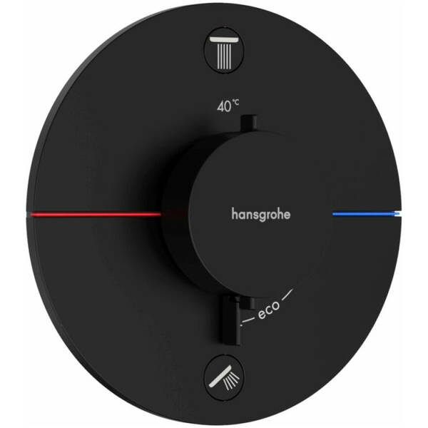 Смеситель скрытого монтажа для душа Hansgrohe ShowerSelect Comfort S 15556670 с термостатом на 2 потребителя, черный матовый, фото 1