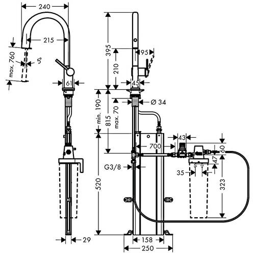 Смеситель для кухни Hansgrohe Aqittura M91 FilterSystem 76826670 с отдельной подачей фильтрованной и нефильтрованной воды, черный матовый, фото 2