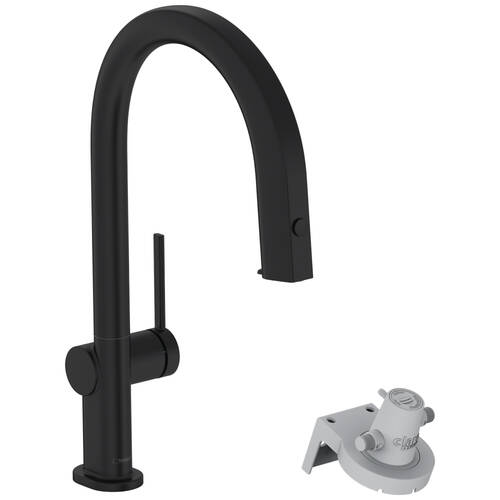 Смеситель для кухни Hansgrohe Aqittura M91 FilterSystem 76826670 с отдельной подачей фильтрованной и нефильтрованной воды, черный матовый, фото 1