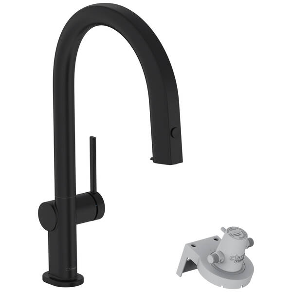 Змішувач для кухні Hansgrohe Aqittura M91 FilterSystem 76826670 з окремою подачею фільтрованої й нефільтрованої води, чорний матовий, фото 1