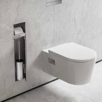Держатель для туалетной бумаги и щетки Hansgrohe XtraStoris Rock 56062800 матовая нержавеющая сталь, фото №4