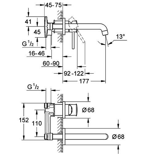 Змішувач прихованого монтажу для раковини Grohe BauClassic 2029200C, фото 2