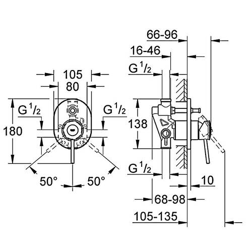 Змішувач прихованого монтажу для ванни Grohe BauClassic 29047000, фото 2