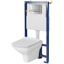 Комплект B656: інсталяція Tech Line Opti, унітаз Carina Clean On, дюропластове сидіння Carina Slim, SoftClose, легке зняття, кнопка змива OPTI A2 глянцевий хром, фото №1