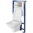 Комплект B656: інсталяція Tech Line Opti, унітаз Carina Clean On, дюропластове сидіння Carina Slim, SoftClose, легке зняття, кнопка змива OPTI A2 глянцевий хром, фото 2