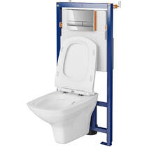 Комплект B656: інсталяція Tech Line Opti, унітаз Carina Clean On, дюропластове сидіння Carina Slim, SoftClose, легке зняття, кнопка змива OPTI A2 глянцевий хром, фото №2