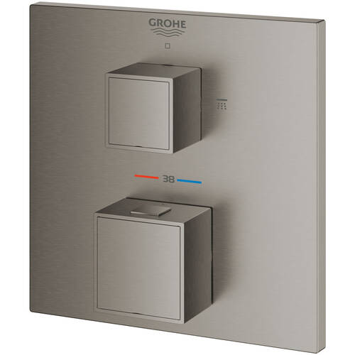 Смеситель скрытого монтажа для душа Grohe Grohtherm Cube 24154AL0 с термостатом на 2 выхода, темный графит матовый, фото 3