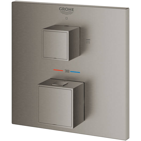 Смеситель скрытого монтажа для душа Grohe Grohtherm Cube 24154AL0 с термостатом на 2 выхода, темный графит матовый, фото 3