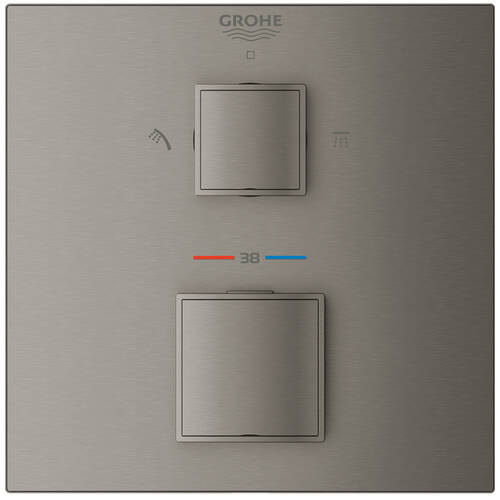 Смеситель скрытого монтажа для душа Grohe Grohtherm Cube 24154AL0 с термостатом на 2 выхода, темный графит матовый, фото 2