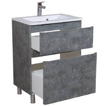 Тумба Аква Родос Акцент 7037 підлогова сірий мармур з раковиною Альфа 80 см, фото №3