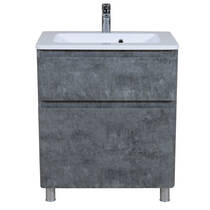 Тумба Аква Родос Акцент 7037 підлогова сірий мармур з раковиною Альфа 80 см, фото №4