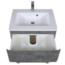 Тумба Аква Родос Акцент 7037 підлогова сірий мармур з раковиною Альфа 80 см, фото №6