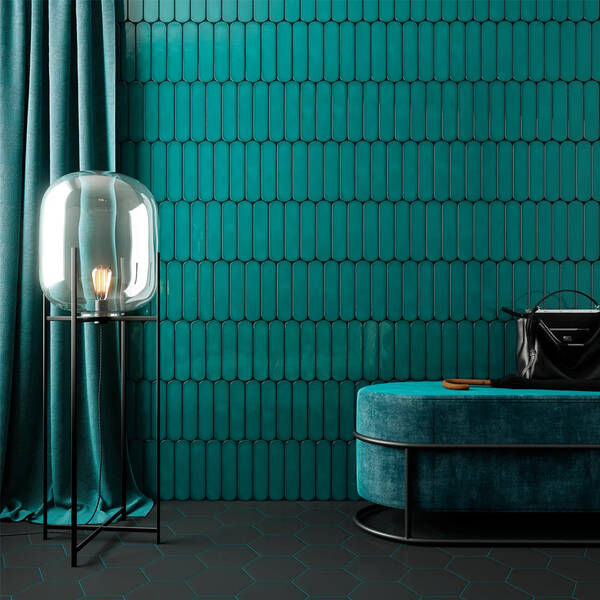 Плитка WOW 124935 Grace O Teal Gloss 7,5х30 см, фото 2