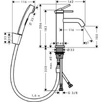 Змішувач для раковини Hansgrohe Tecturis S 73211000 з гігієнічним душем, хром, фото №2