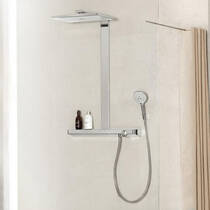 Душевая система Hansgrohe Rainmaker Select Showerpipe 460 3jet EcoSmart 27029400 с термостатом белый хром, фото №3