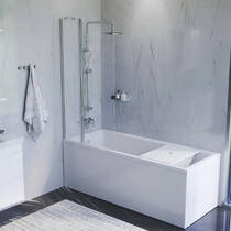 Шторка для ванны AM PM Gem WU90BS-D3W5-140CT 80х140 см, распашная с неподвижной стенкой, профиль хром, стекло прозрачное, фото №6