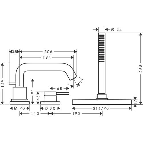 Змішувач для ванни Hansgrohe Tecturis S 73447000 хром, фото 2