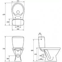 Унитаз-компакт Cersanit Kadda 821 011 3/6 (CCKZ1015010007) с дюропластовой крышкой softclose, фото №4