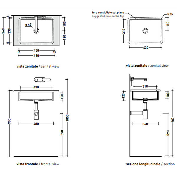 Раковина Flaminia Miniwash MW48SP 48 см белый глянец, фото 2