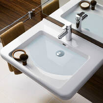 Раковина Geberit Selnova Comfort Square 500.788.01.7 65 см для людей с ограниченными физическими возможностями, белый глянец, фото №5