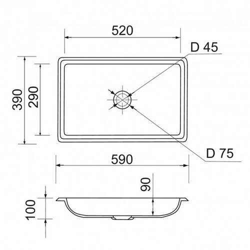 Раковина Adamant Plain 59x39 см встраиваемая в столешницу, фото 4