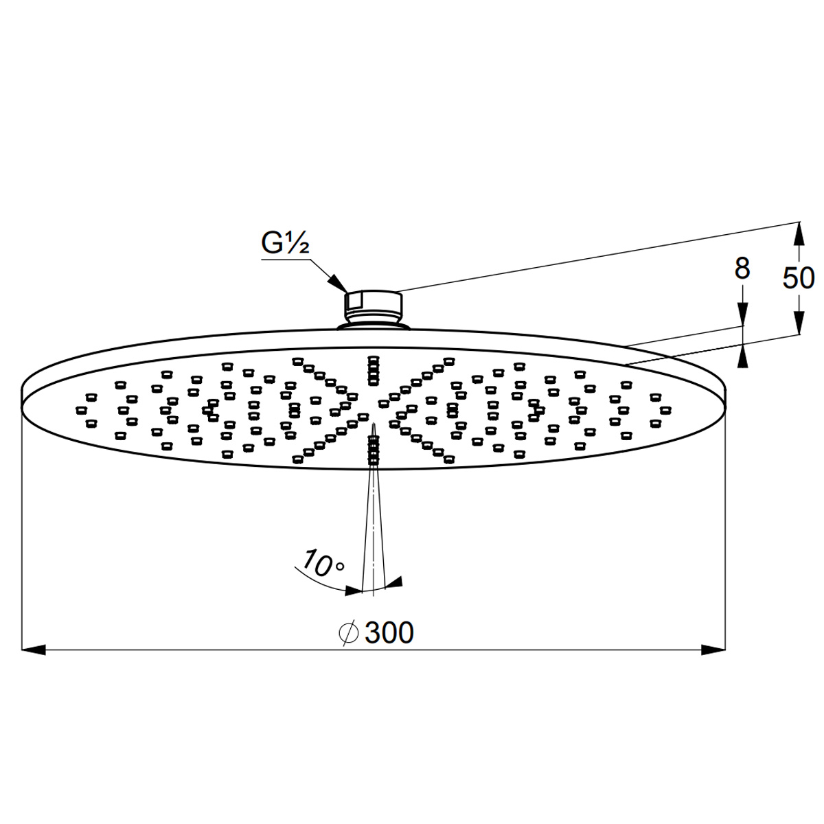 64330N0-00 A-QA Верхній душ, 300 mm, брашоване золото (1 сорт)