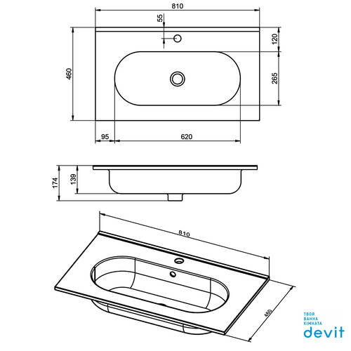 Тумба Devit Acqua 074817V 80 см з овальною раковиною, дерево, фото 6