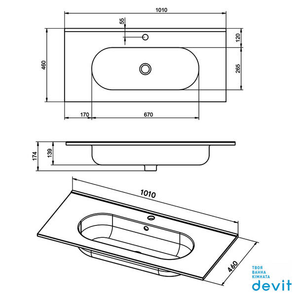 Тумба Devit Acqua 074819V 100 см с овальной раковиной, дерево, фото 6