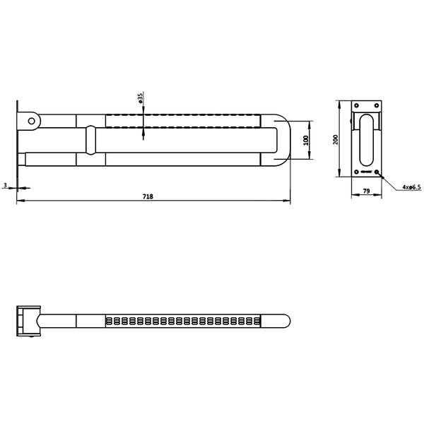 Поручень Genwec GW11 30 09 00 відкидний 700 мм, покриття нейлон, нержавіюча сталь, фото 2