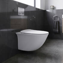 Унітаз підвісний RAK Ceramics Sensation SENWC1446AWHA, SENSC3901WH безобідковий з кришкою Soft Close, фото №1