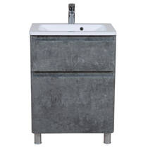 Тумба Аква Родос Акцент 7765 підлогова сірий мармур з раковиною Альфа 60 см, фото №4