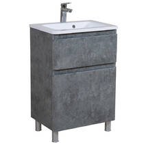 Тумба Аква Родос Акцент 7765 підлогова сірий мармур з раковиною Альфа 60 см, фото №1