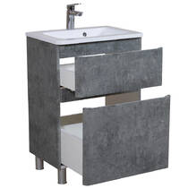 Тумба Аква Родос Акцент 7765 підлогова сірий мармур з раковиною Альфа 60 см, фото №3