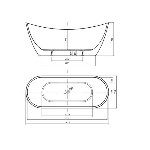 Ванна акриловая Cersanit ZEN DOUBLE 182X71, с сифоном и хромированным донным клапаном click-clack, белый глянец, фото 4