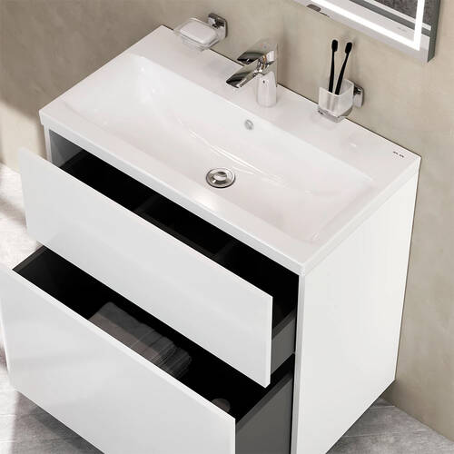 Тумба з раковиною AM.PM Like MGA-FSX07522WG-WCC0752WG підлогова 75 см, білий глянцевий, фото 6