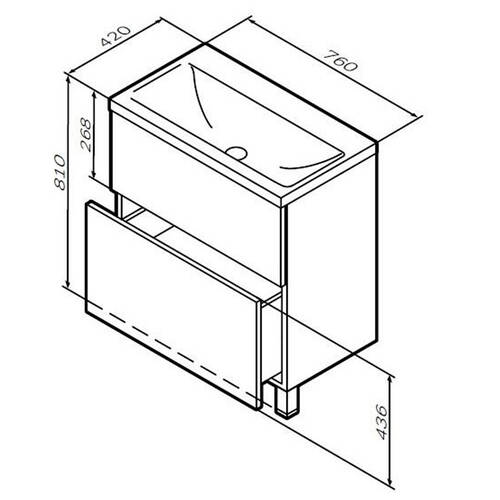 Тумба з раковиною AM.PM Like MGA-FSX07522WG-WCC0752WG підлогова 75 см, білий глянцевий, фото 2