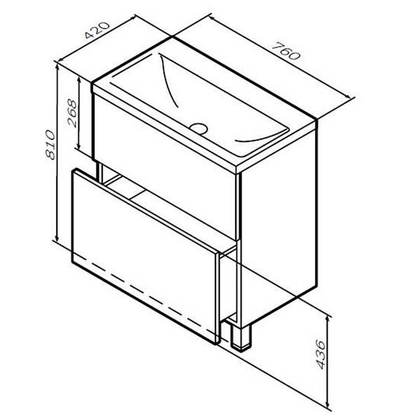 Тумба з раковиною AM.PM Like MGA-FSX07522WG-WCC0752WG підлогова 75 см, білий глянцевий, фото 2