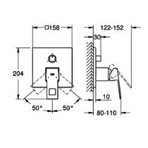 Змішувач прихованого монтажу для душу/ванни Grohe Eurocube 24094AL0 на 3 споживача, графіт темний матовий, фото №3