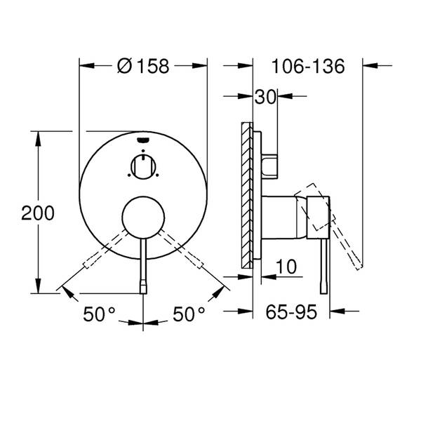 Смеситель скрытого монтажа для ванны/душа Grohe Essence 24092GN1 на 3 выхода, брашированное золото, фото 4