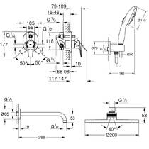 Душевая система скрытого монтажа Grohe Bau Flow UA29045003, фото №6