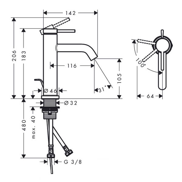 Смеситель для раковины Hansgrohe Tecturis S 73318700 белый матовый, фото 2