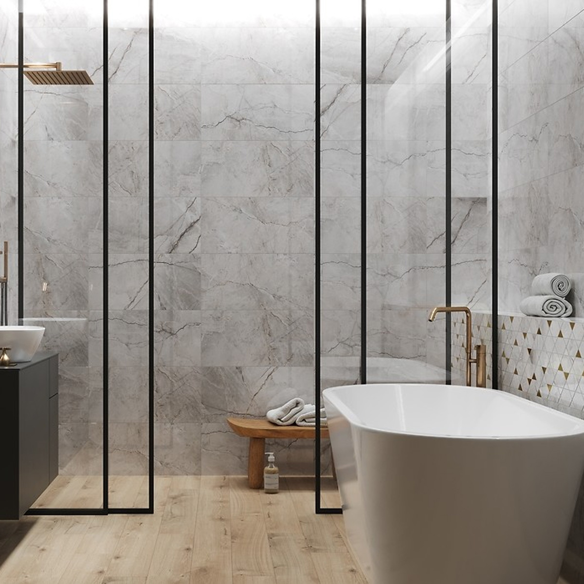 STONE HILLS GREY GLOSSY RECT (1 сорт)