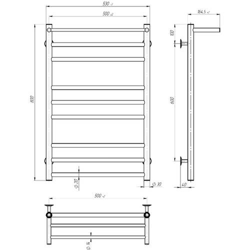 Полотенцесушитель электрический Devit Allround AL500800EBS П9 500х800, черный матовый, фото 3